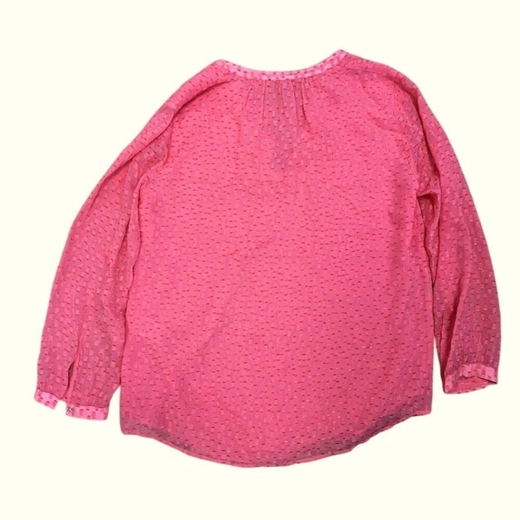 J. Crew Women's Pink Silk Dot V-Neck Blouse Size 0 3/4 Sleeve - Picture 6 of 7